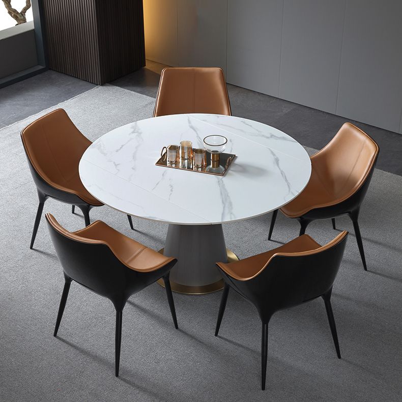 Contemporary Faux Leather Dining Chair Metal Dining Arm Chairs for Home Use Clearhalo 'Dining Chairs' 'Dining Tables & Seating' 'dining_chair' 'furn' 'furn_dining_chair' 'Furniture' 'Kitchen & Dining Furniture' 1200x1200_bdca982d-654a-4b31-923e-72d7fc71bfaa