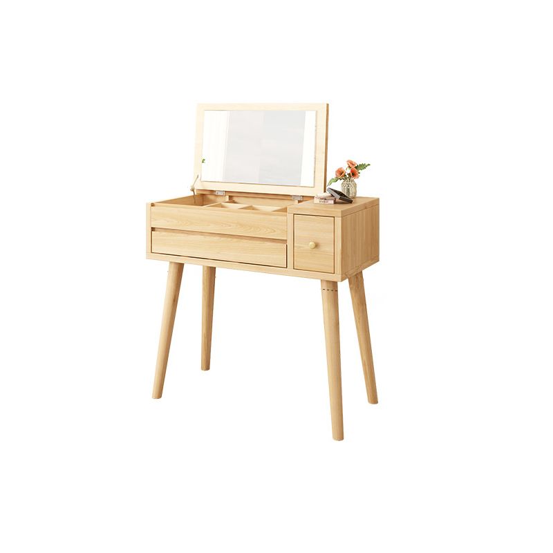 Scrivania in legno massello scrivania da remoto set di vanità per trucco specchio con cassetto