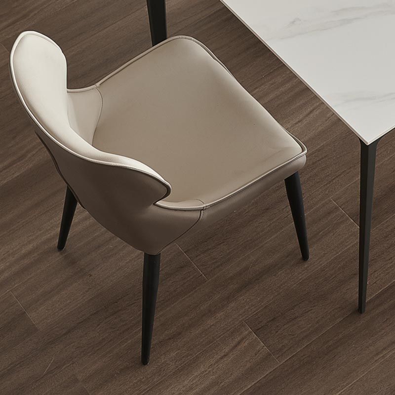 Leder Essnetzstuhl moderne gepolsterte Essstuhl mit schwarzen Beinen