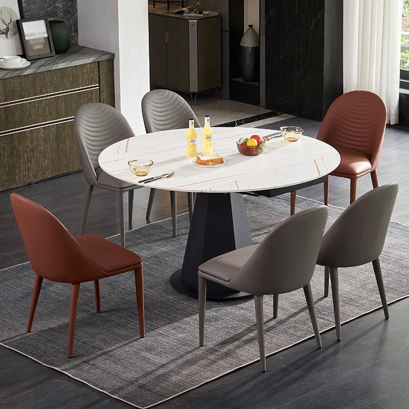 Modern 1/3/4/5/7 Pieces White Dining Table Set with Sintered Stone Top Round Dinette Set Clearhalo 'Dining Room Sets' 'Dining Tables & Seating' 'dining_room_set' 'furn' 'furn_dining_room_set' 'Furniture' 'furniture_dining_room_set' 'Kitchen & Dining Furniture' 'kitchen&dining_furn' 'kitchen' 1200x1200_bdcdcce5-710d-4633-87fb-ced5e8598e14