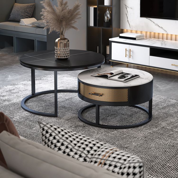 Frame 2 Nesting Coffee Table Set Modern Slate Cocktail Table with Drawer Clearhalo 'Coffee & Accent Tables' 'Coffee Tables' 'coffee_tables' 'furn' 'furn_coffee_tables' 'Furniture' 'Living Room Furniture' 1200x1200_bdce47c9-461a-4b8c-a92a-dc363558de3d