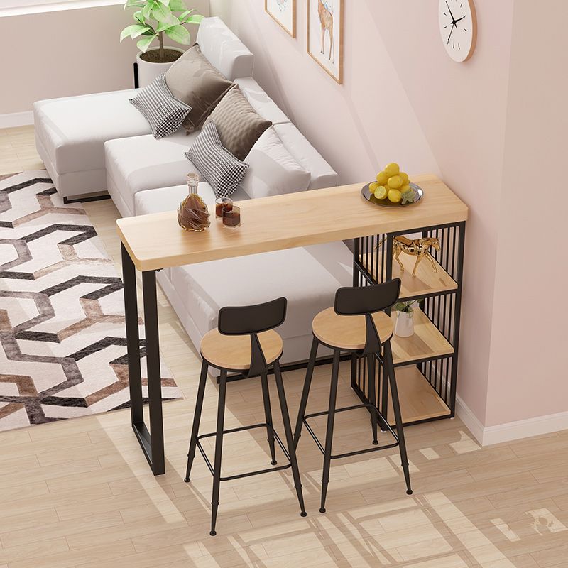 Ensemble de table de bistro rectangulaire moderne, 1/3 pièces, comptoir en bois avec tabourets hauts