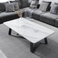 Rectangular Slate with Metal Cross Base Glam Style Coffee Table