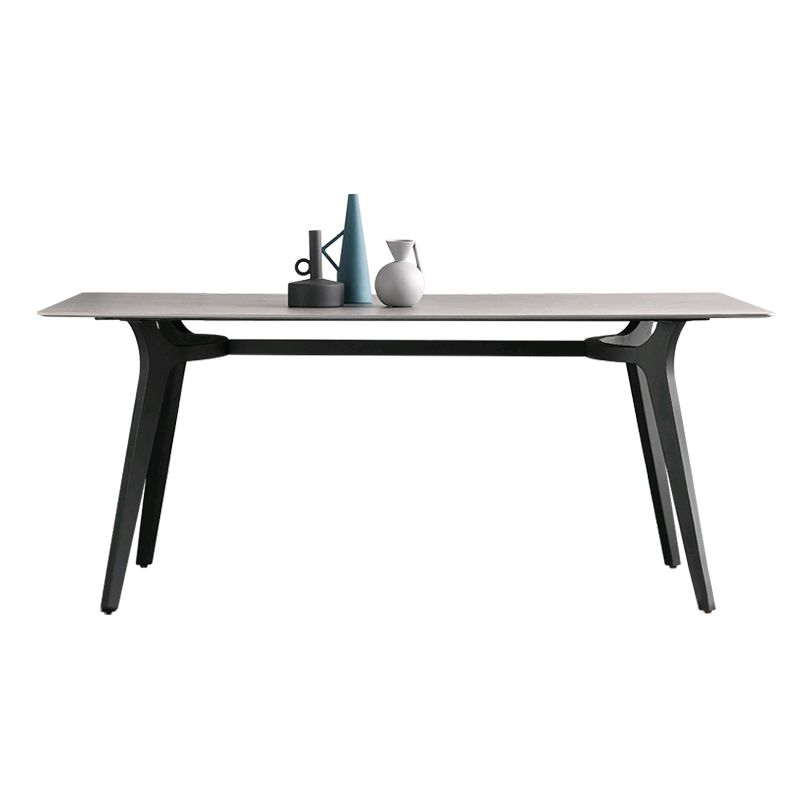 Industrial Sintered Stone Grey Table for Restaurant Rectangle Dining Table with 4 Legs Clearhalo 'Dining Tables & Seating' 'Dining Tables' 'dining_table' 'furn' 'furn_dining_table' 'Furniture' 'furniture_dining_table' 'Kitchen & Dining Furniture' 'kitchen' 'kitchen_dining_table' 1200x1200_bdd346bd-40ca-4d26-bd2d-4b9090bc3ae7