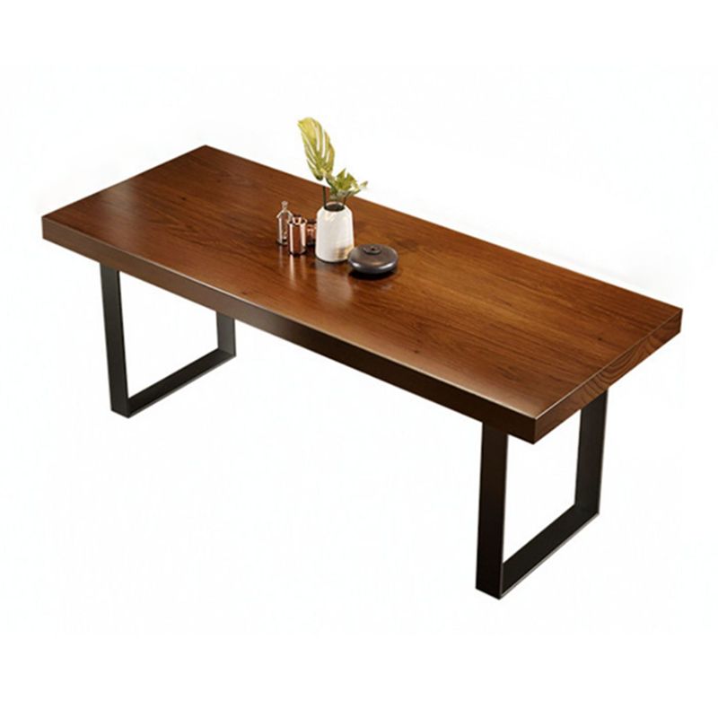 Industrial Double Pedestal Dining Table Rectangle Pine Solid Wood Dining Table