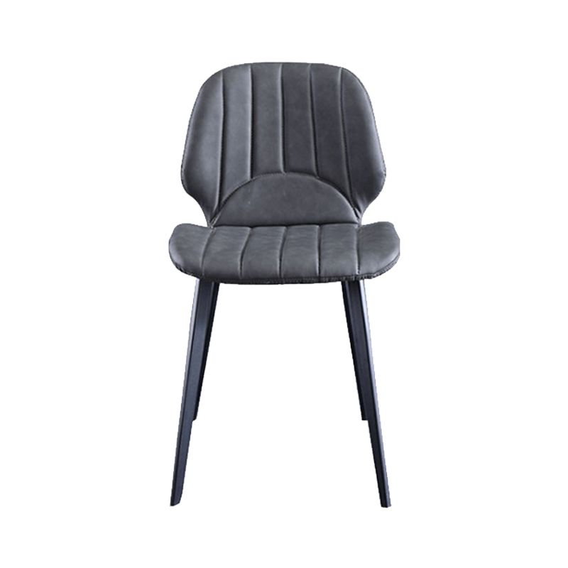 Sedia da sala da pranzo in finta cucina in pelle sedia in metallo a base di braccio in grigio