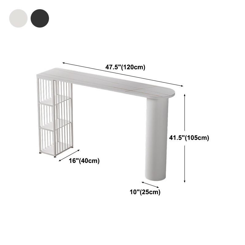 Contemporary Bar Dining Table with Shelves Indoor Bar Height Table Iron Base Clearhalo 'Bar Furniture' 'Bar Tables' 'bar_tables' 'furn' 'furn_bar_tables' 'Furniture' 'furniture_bar_tables' 'Kitchen & Dining Furniture' 'kitchen&dining_furn' 'kitchen' 1200x1200_bdd7ab57-065d-4315-b856-f2b6fb47b7e2
