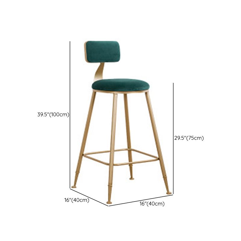 Glam Style Counter Stool Upholstered Bar Stool with Metal Base