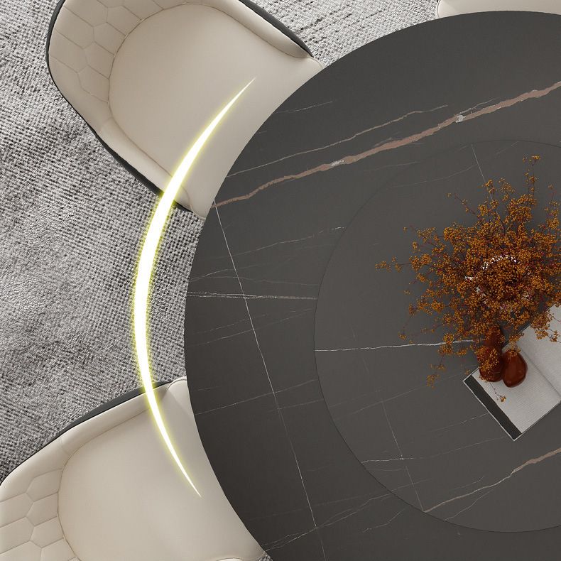 Modern Stone Double Pedestal Dining Table Matte Finish Round Table for Kitchen Clearhalo 'Dining Tables & Seating' 'Dining Tables' 'dining_table' 'furn' 'furn_dining_table' 'Furniture' 'furniture_dining_table' 'Kitchen & Dining Furniture' 'kitchen' 'kitchen_dining_table' 1200x1200_bdda25d7-e9b8-4b28-b533-013a7024e66a