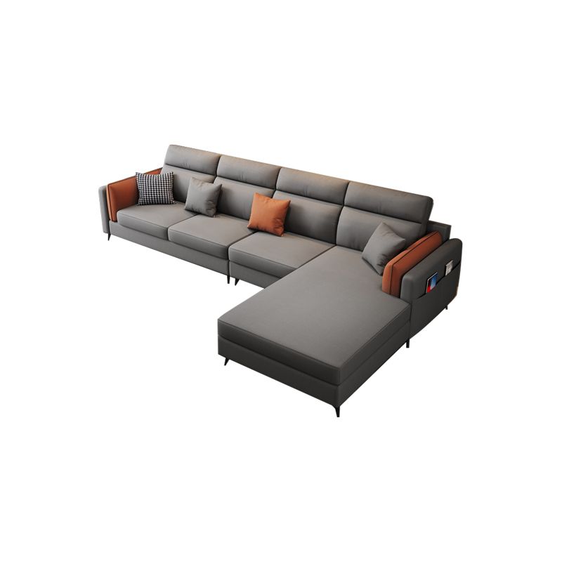 Pillow Arms Sectional Contemporary Stain-Resistant Faux Leather 4-Seater Sofa