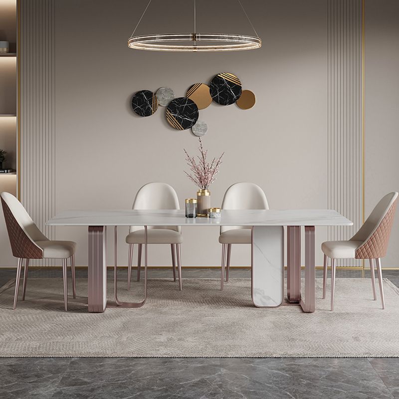 Rectangle Sintered Stone Top Table Contemporary Metal Base Dining Table Clearhalo 'Dining Tables & Seating' 'Dining Tables' 'dining_table' 'furn' 'furn_dining_table' 'Furniture' 'Kitchen & Dining Furniture' 1200x1200_bdddf596-4c1c-4f46-8b45-7943bb6e8421