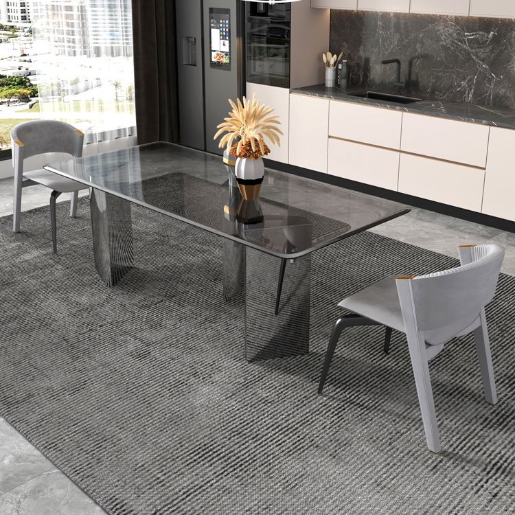 Modern Glass Dining Table Rectangle Tabletop with Glass Legs