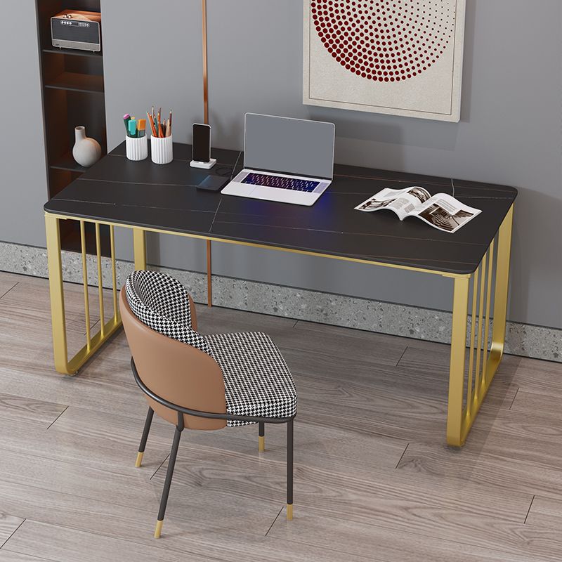 Glam 29.53-inch Tall Writing Desk Stone Rectangular Office Desk Clearhalo 'furn' 'furn_office_desk' 'Furniture' 'Office Desks' 'Office Furniture' 'office_desk' 1200x1200_bde0ef18-7799-476a-bbde-2c9ef55a8659