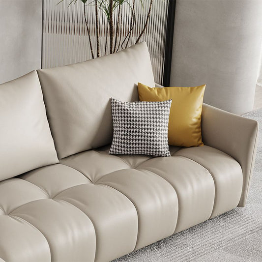 Nordic Pillows Square Arm Living Room Faux Leather Stationary Seating Clearhalo 'furn' 'furn_sectionals' 'Furniture' 'Living Room Furniture' 'Sectionals' 1200x1200_bde1115d-8bf8-4385-ac2d-5a043fe384cf