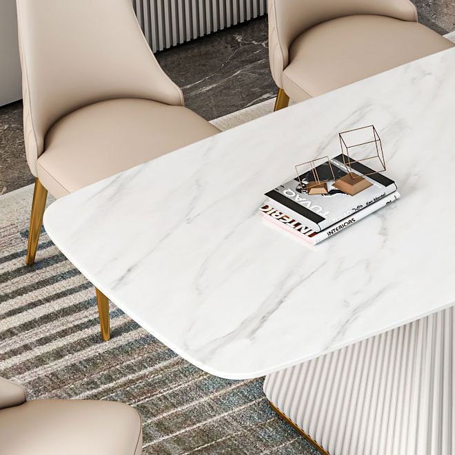 Glam Dining Room Set with¬†Rectangle Sintered Stone Top and Pedestal Base Dining Furniture Clearhalo 'Dining Room Sets' 'Dining Tables & Seating' 'dining_room_set' 'furn' 'furn_dining_room_set' 'Furniture' 'furniture_dining_room_set' 'Kitchen & Dining Furniture' 'kitchen&dining_furn' 'kitchen' 1200x1200_bde11b19-9f72-4be5-a417-7b93d405550c