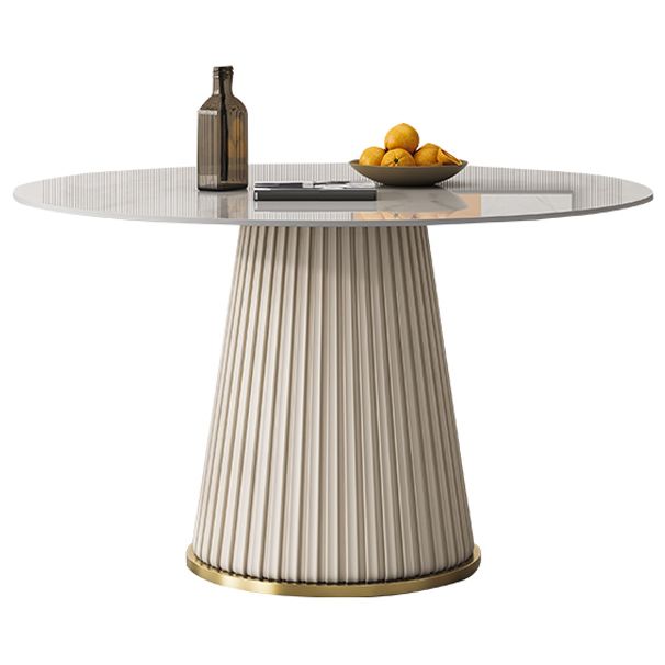 Round Traditional Luxury Dining Table White Sintered Stone Table with White Pedestal Base Clearhalo ' dining_table' 'Dining Tables & Seating' 'Dining Tables' 'furn' 'furn_dining_table' 'Furniture' 'furniture_dining_table' 'Kitchen & Dining Furniture' 'kitchen&dining_furn' 'kitchen' 'kitchen_dining_table' 1200x1200_bde2d7f6-afeb-408c-88c3-c146f4cd6a8f