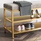 Glam Entryway Cushioned Bench Metal Seating Bench with Shoe Storage Clearhalo 'Benches' 'Chairs & Seating' 'furn' 'furn_benches' 'Furniture' 'Living Room Furniture' 1200x1200_bde36bd1-e32a-4522-8161-580c3836fa5a