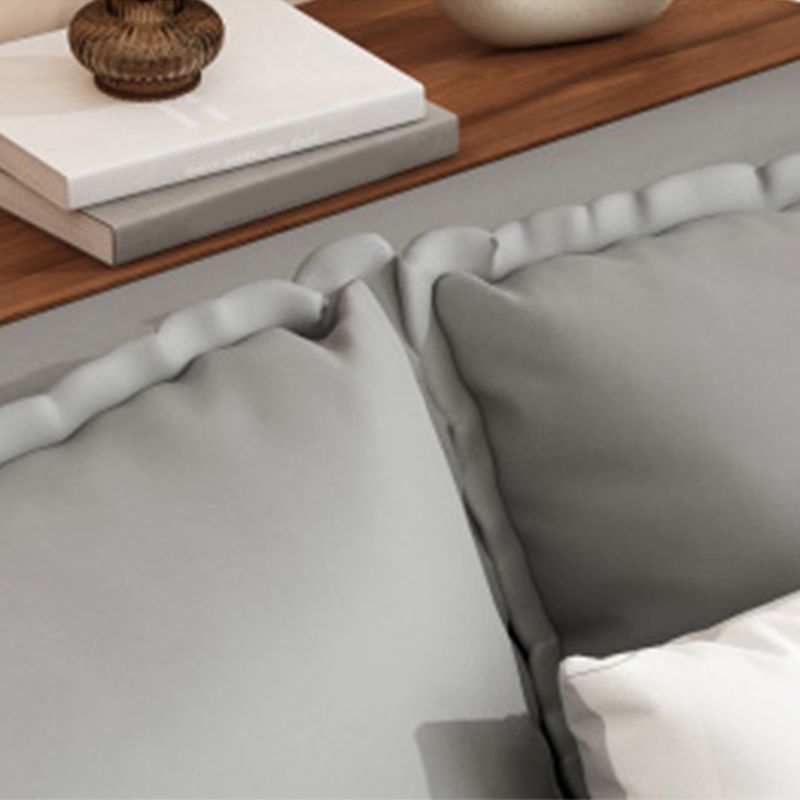 Divano in pelle in finto grigio con divano posteriore cuscino cucito cucito