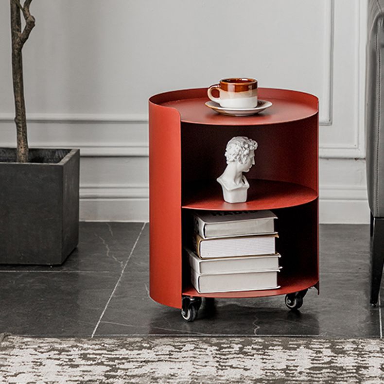 Mid-Century Round Side End Table Metal End Slide Table with Shelf Clearhalo 'Coffee & Accent Tables' 'End & Side Tables' 'end_side_tables' 'furn' 'furn_end_side_tables' 'Furniture' 'Living Room Furniture' 1200x1200_bde6e4a0-160d-4c6d-a542-8d8eeba69c87