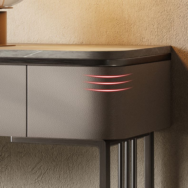 Modern Accent Table Half Moon Shape Stone Console Table for Hall , 14 inch Wide