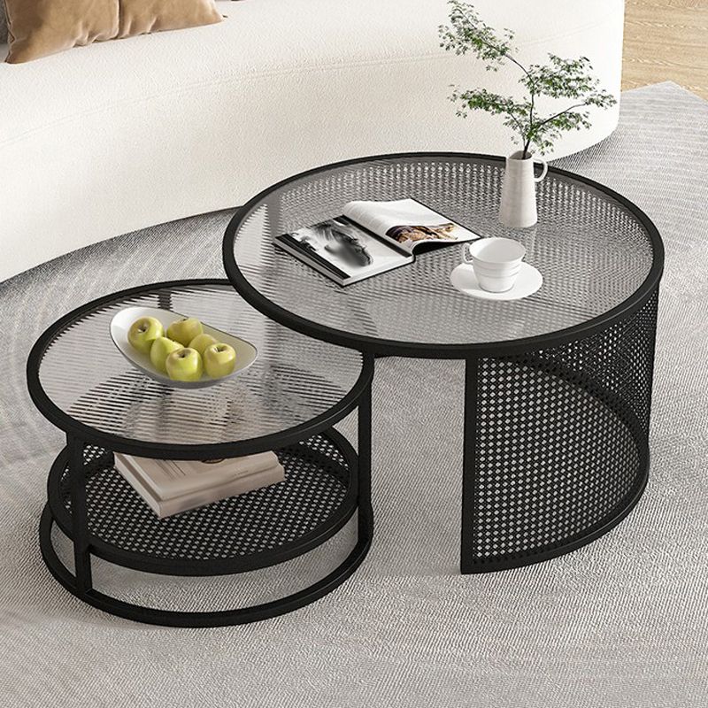 Tropical Coffee Table Glass Top Round Frame Coffee Cocktail Table Clearhalo 'Coffee & Accent Tables' 'Coffee Tables' 'coffee_tables' 'furn' 'furn_coffee_tables' 'Furniture' 'Living Room Furniture' 1200x1200_bdea5953-4524-4407-8c34-1db70bf1f05c