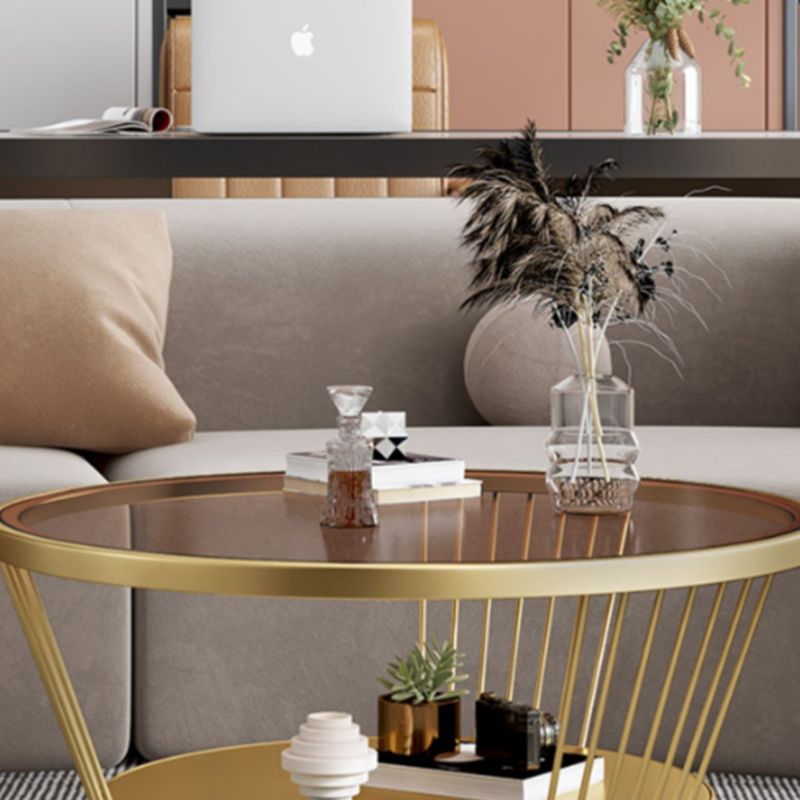 Moderno tavolino da caffè in vetro rotondo da 17,7 "H tavolo da cocktail