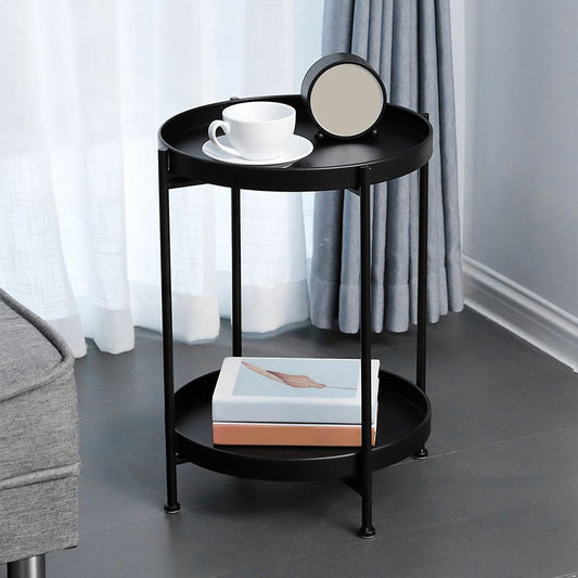 Mesa de esquina de 4 patas Bandeja redonda de mesa de la parte superior del lado para la sala de estar para la sala de estar