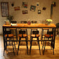 Set tavolo da bar industriale 1/5/7/9 pezzi Tavolo da banco rettangolare in legno di pino con sgabelli alti