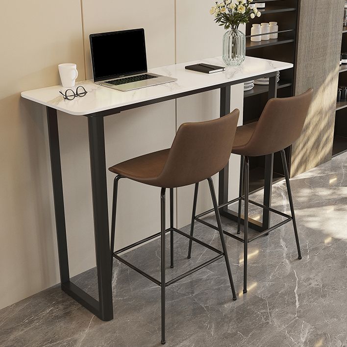 Modern Sintered Stone Top Rectangle Sled Bar Dining Table with Metal Base Clearhalo 'Bar Furniture' 'Bar Tables' 'bar_tables' 'furn' 'furn_bar_tables' 'Furniture' 'Kitchen & Dining Furniture' 1200x1200_bdee3f5c-ffe2-4943-ac1e-6b8ae0a6d78c