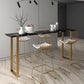 Glam Style Rectangle Stone Bar Tableau de 42 pouces Hauteur Gold Sled Piedstal Bistro Table