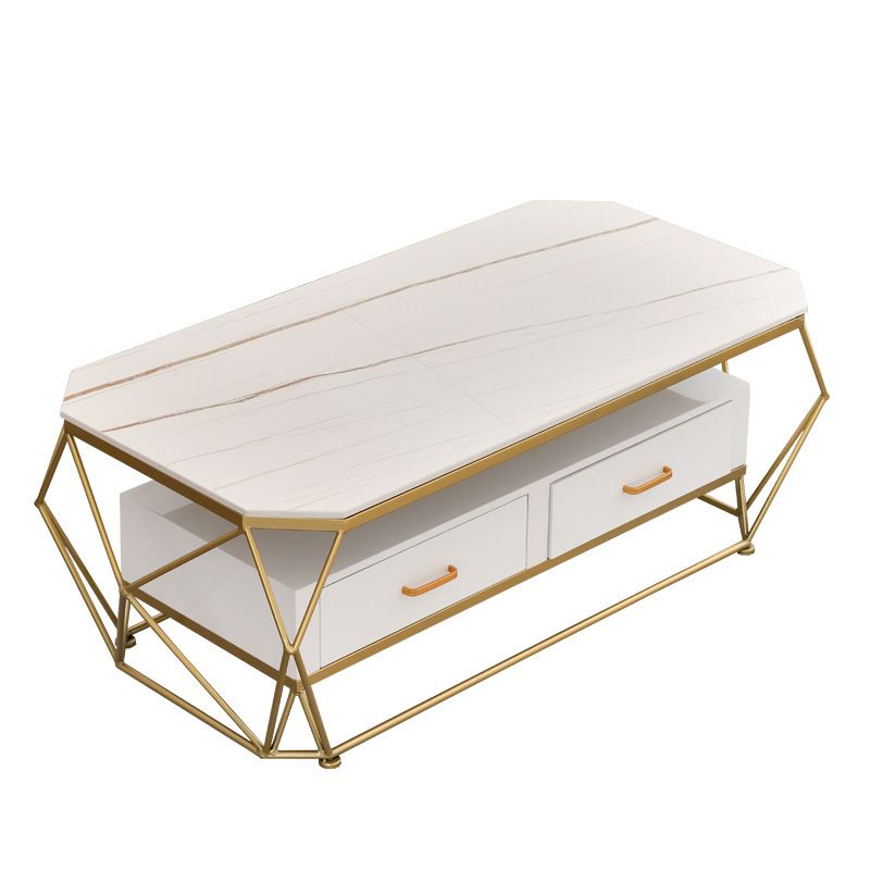 Geometric Slate 2 - Drawer Coffee Cocktail Table with Storage Shelf Clearhalo 'Coffee & Accent Tables' 'Coffee Tables' 'coffee_tables' 'furn' 'furn_coffee_tables' 'Furniture' 'Living Room Furniture' 1200x1200_bdf1b122-cfd8-4b86-9276-b082e578bb49