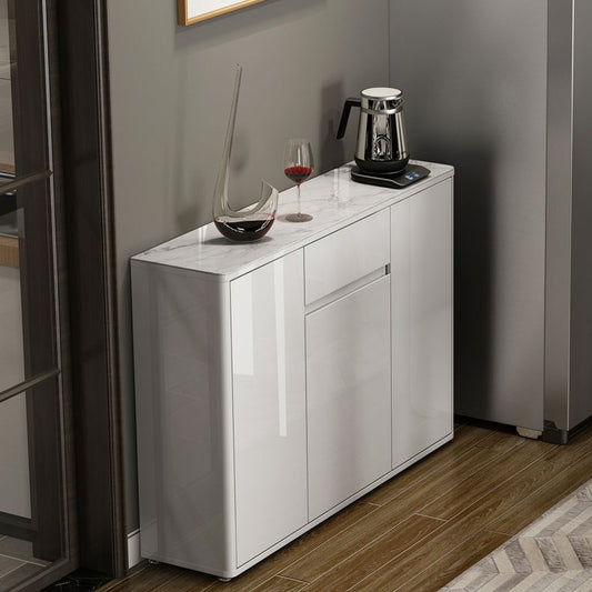 Moderno tavolo da top -buffet in pietra a buffet bianca con cassetto e porta