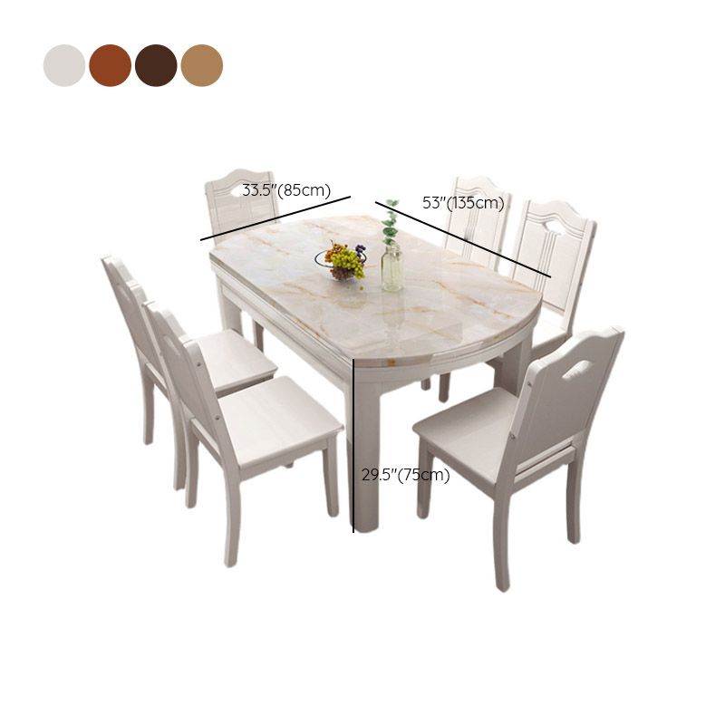 Modern Round Stone Dining Table Rubber Wood Base for Dining Room