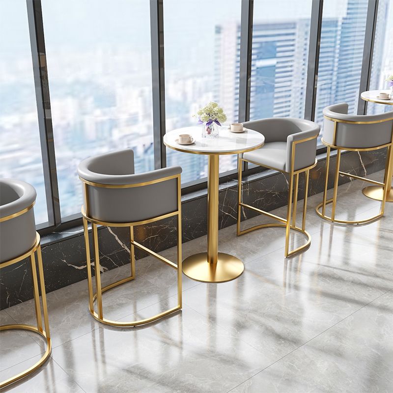 White Stone Bar Dining Table Traditional Luxury Bar Table with Gold Base Clearhalo 'Bar Furniture' 'Bar Tables' 'bar_tables' 'furn' 'furn_bar_tables' 'Furniture' 'Kitchen & Dining Furniture' 1200x1200_bdf5166d-b9c6-475a-bd67-663858e59b52