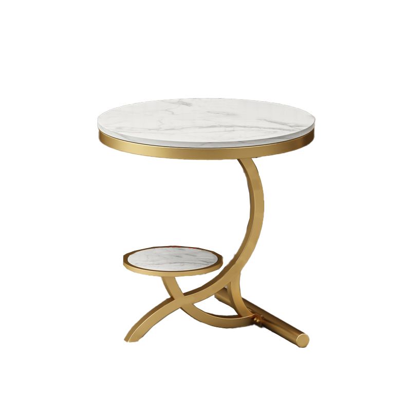 Mesa de esquina blanca de mesa de doble nivel moderna para sala de estar para sala de estar