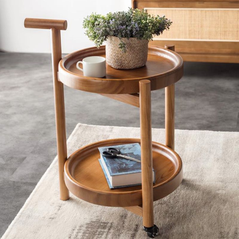 Modern Round Tray Top Side End Table 3 Legs Double Tier Side Table