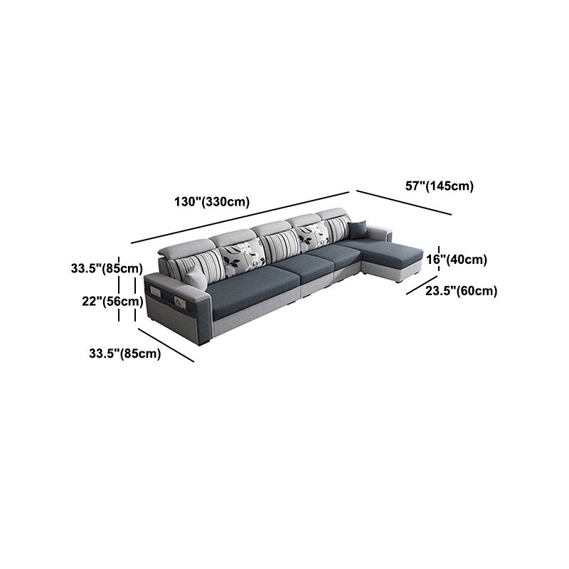 Dark Gray Removable Cushions Pillow Top Arm Sofa/Sectional with Slipcover and Storage