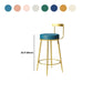 Glam Metal Barstool Velvet Footrest Low BackStool in Matte Finish for Indoor