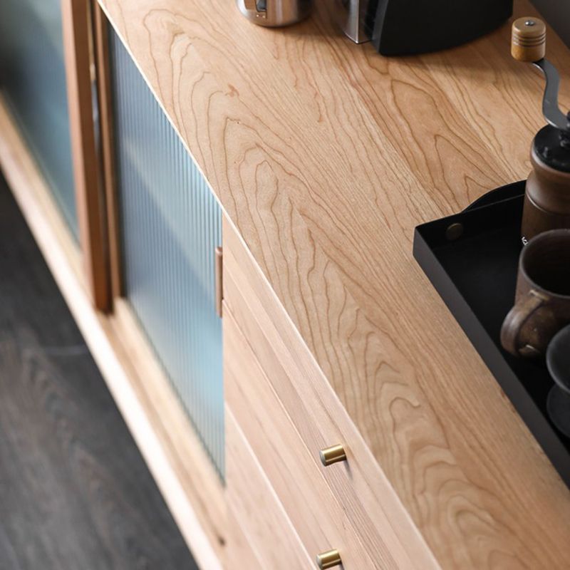 Contemporary Glass Doors Solid Wood Sideboard Cabinet with Cabinets and Drawers Clearhalo 'buffet_sideboard' 'Buffets & Sideboards' 'furn' 'furn_buffet_sideboard' 'Furniture' 'Kitchen & Dining Furniture' 1200x1200_bdf9c70b-06b4-4fd3-ba10-b2b31622b578