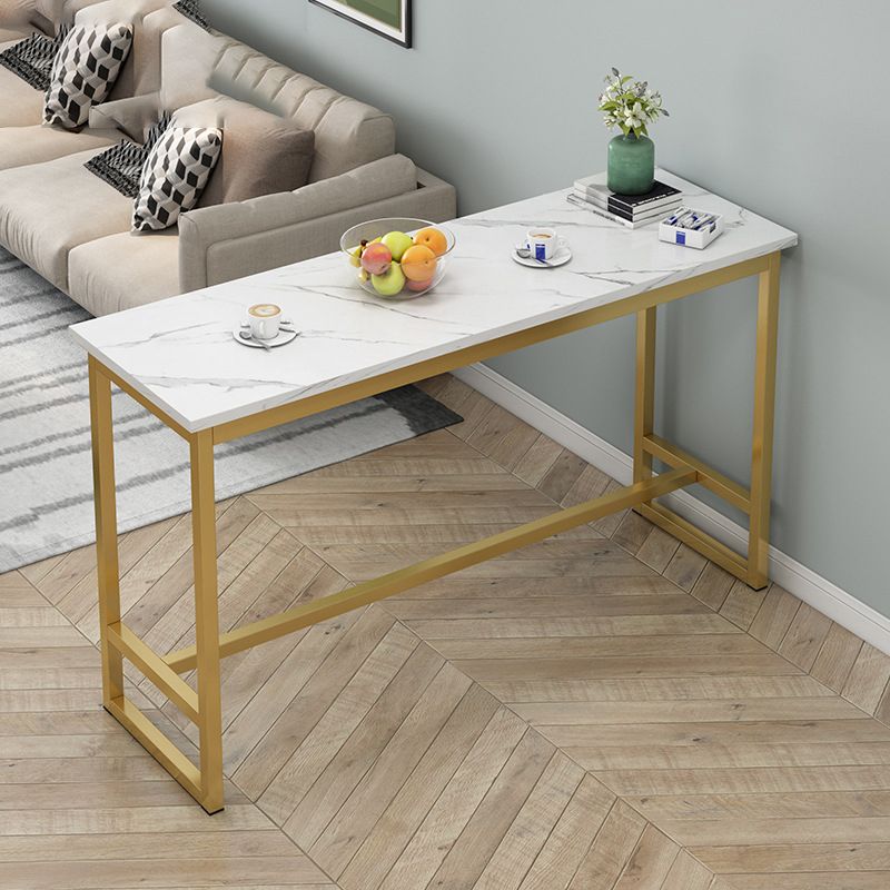 Rectangle Bar Dining Table Contemporary Bar Table with Gold Base Clearhalo 'Bar Furniture' 'Bar Tables' 'bar_tables' 'furn' 'furn_bar_tables' 'Furniture' 'furniture_bar_tables' 'Kitchen & Dining Furniture' 1200x1200_bdf9fc2b-da58-4a32-8128-f2ce0a376a44