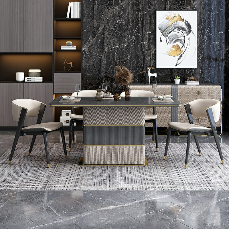 Tavolo da pranzo rettangolare Piano moderno in legno con base in metallo