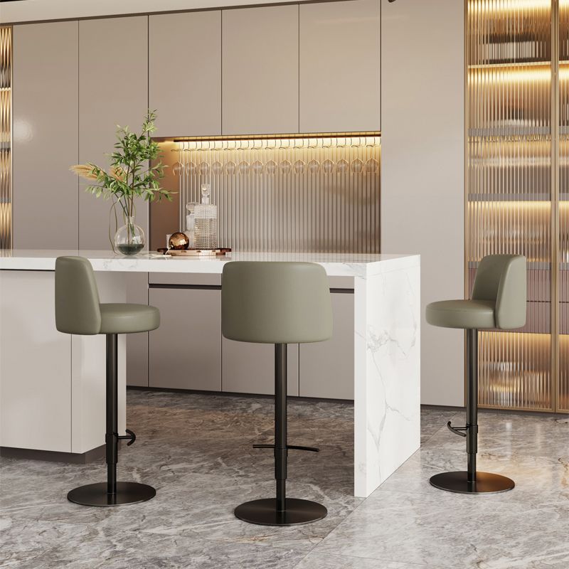 Glam Style Liftable Bar Stool PU Leather Counter Bar Stool with Metal Legs for Home