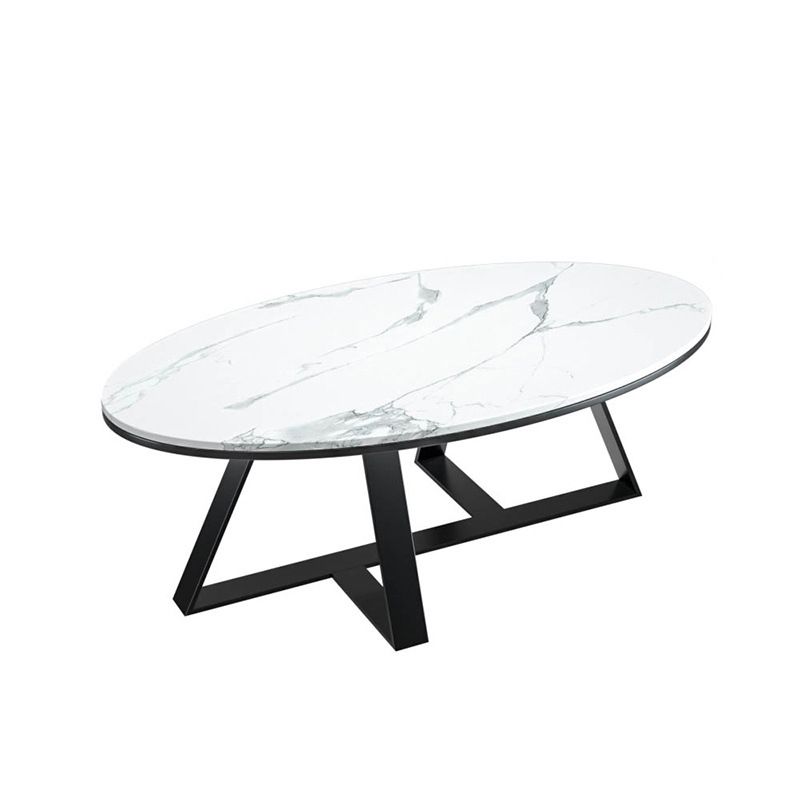 Oval Coffee Table with a Black/gold Base Made of Marble and Wrought Iron Clearhalo 'Coffee & Accent Tables' 'Coffee Tables' 'coffee_tables' 'furn' 'furn_coffee_tables' 'Furniture' 'Living Room Furniture' 1200x1200_bdfd6a1a-6144-45bb-9101-3a11eea758d5