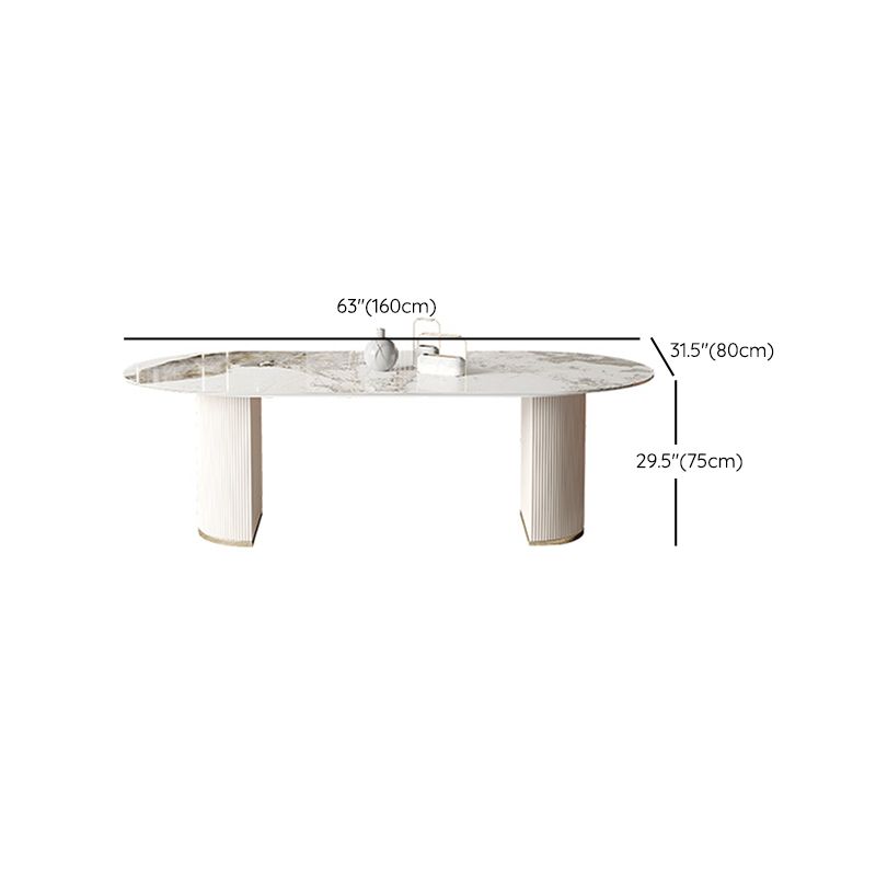 Glam Sintered Stone Table Dining Oval Table with Metal Legs for Home Use Clearhalo 'Dining Tables & Seating' 'Dining Tables' 'dining_table' 'furn' 'furn_dining_table' 'Furniture' 'Kitchen & Dining Furniture' 1200x1200_bdfd9f70-cb40-4cc6-b874-9c67cddcc8b1