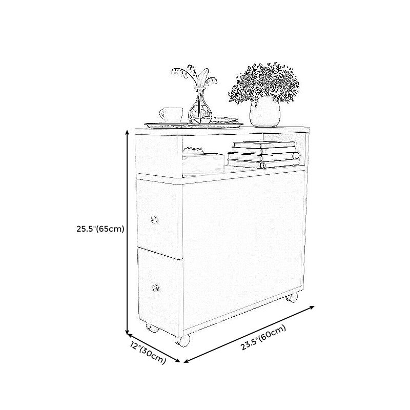 Wood 23.6-inch W Nordic Side Table 1-shelf 2-Drawer End Table with Casters Clearhalo 'Coffee & Accent Tables' 'End & Side Tables' 'end_side_tables' 'furn' 'furn_end_side_tables' 'Furniture' 'Living Room Furniture' 1200x1200_bdff6c3d-af10-4bad-80f1-19a25d162bd9