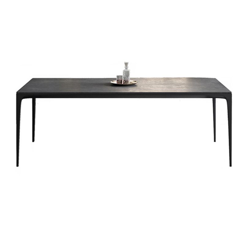 Modern Rectangular Grey Stone Top Dining Table with 4 Black Legs Clearhalo 'Dining Tables & Seating' 'Dining Tables' 'dining_table' 'furn' 'furn_dining_table' 'Furniture' 'Kitchen & Dining Furniture' 1200x1200_bdffd5d2-38be-43e4-86d0-83ee1fb697a4
