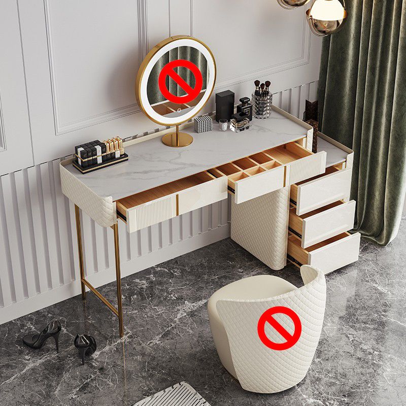 5 Speicherschubladen Eitelkeitssatz gerade Füße Kommode mit gepolstertem Hocker