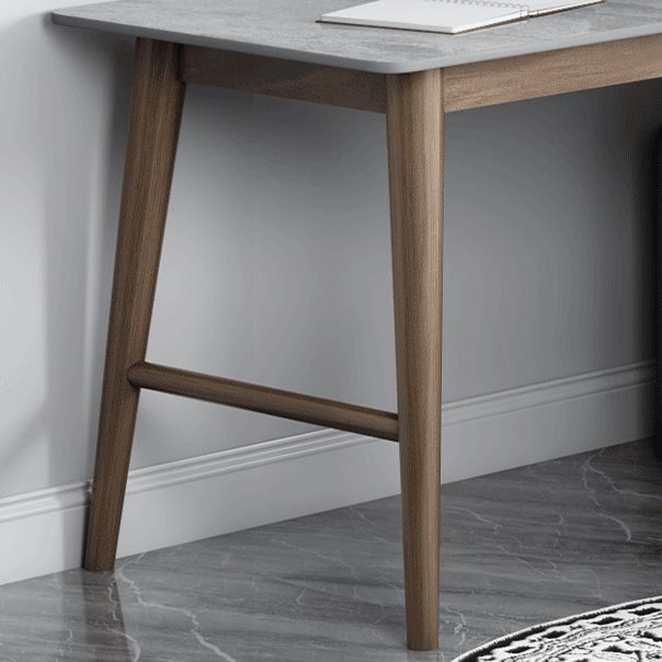 Glam L-Shape Writing Desk Stone Desktop with Solid Wood Table Leg Clearhalo 'furn' 'furn_office_desk' 'Furniture' 'Office Desks' 'Office Furniture' 'office_desk' 1200x1200_be033602-00a6-485d-b913-324cbff9bc5d