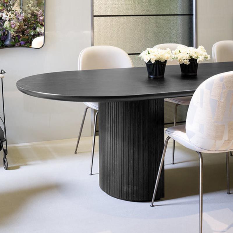 Oval Double Pedestal Modern Dining Table Fixed Table with Solid Wood Clearhalo 'Dining Tables & Seating' 'Dining Tables' 'dining_table' 'furn' 'furn_dining_table' 'Furniture' 'furniture_dining_table' 'Kitchen & Dining Furniture' 'kitchen' 'kitchen_dining_table' 1200x1200_be087499-df36-49b5-820c-2c5ab5fcd9fb