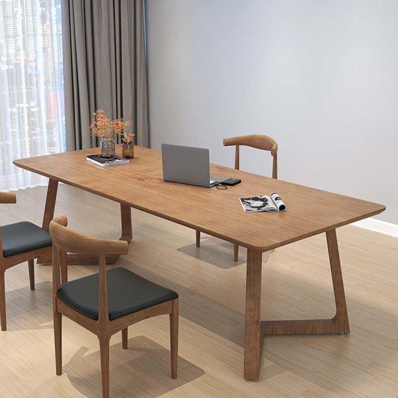 Tavolo da pranzo in legno in legno in legno tradizionale tavolo da rettangolo di lusso con base a slitta